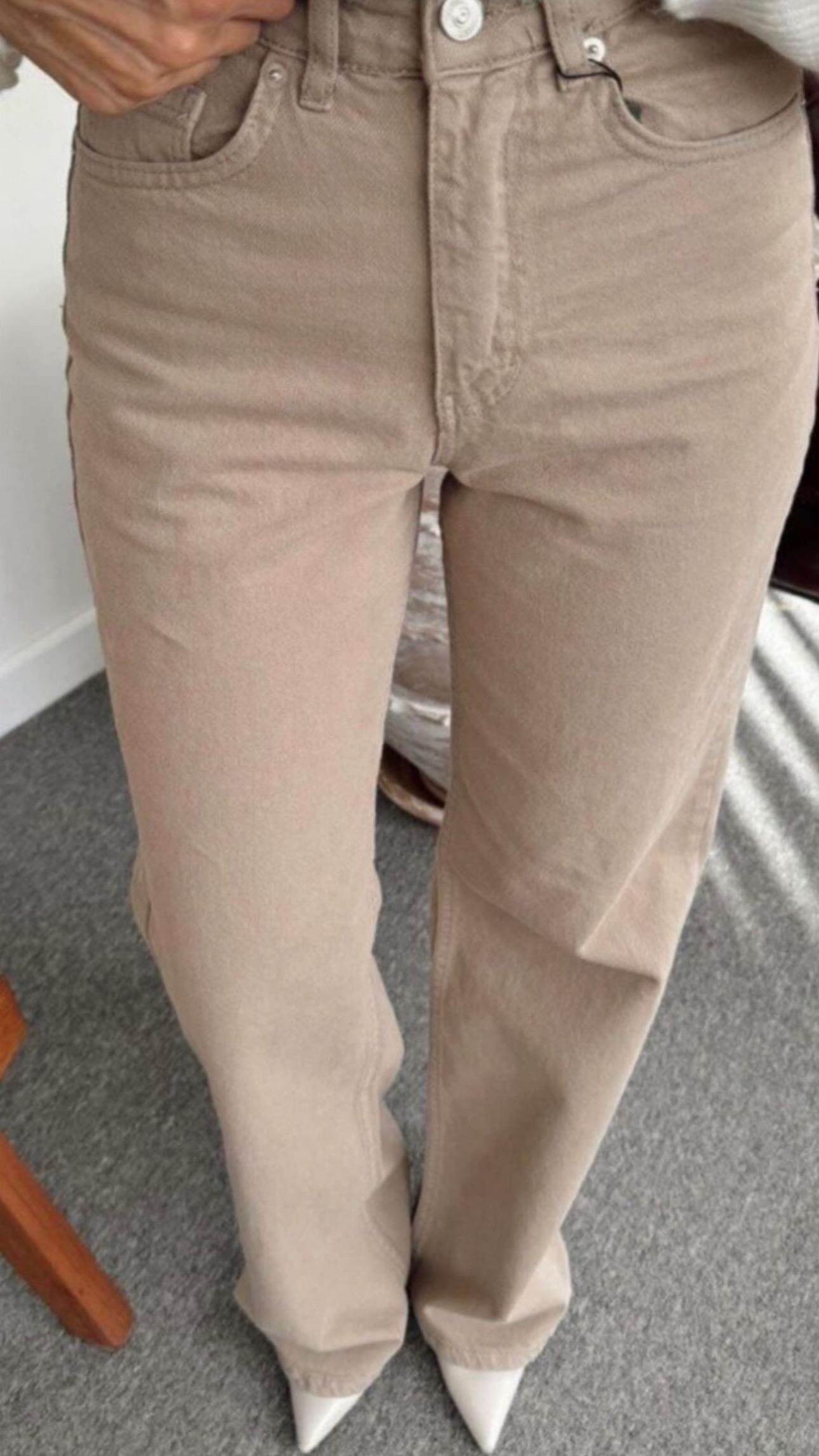 ZR Bej Yüksek Bel Jean 