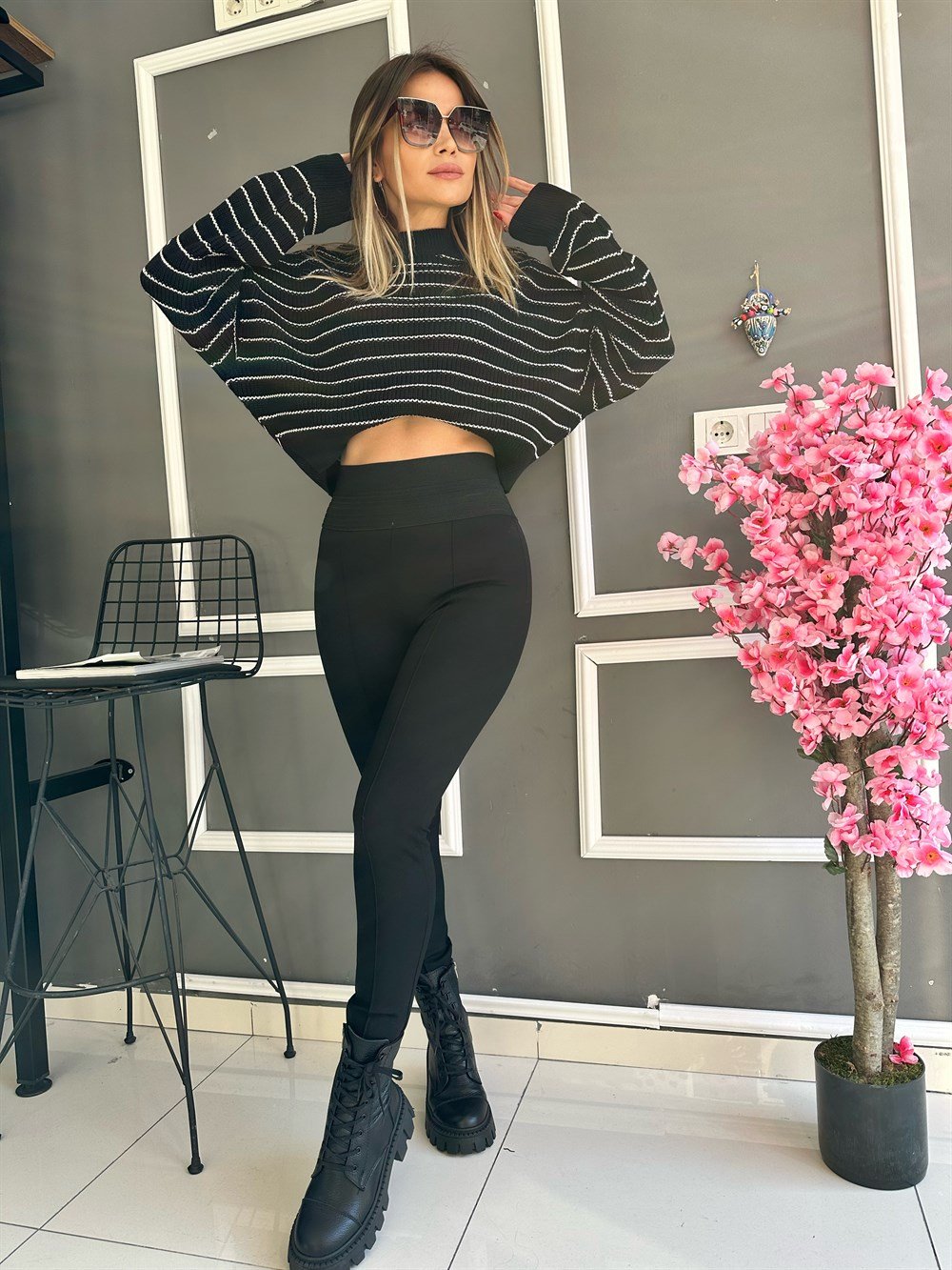 ZR Bel Detay Siyah Tayt