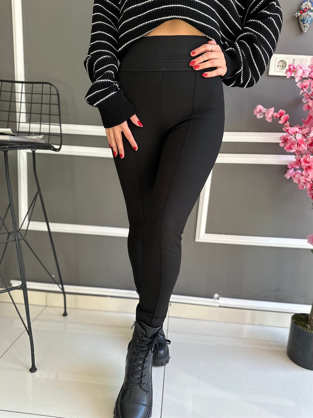 ZR Bel Detay Siyah Tayt