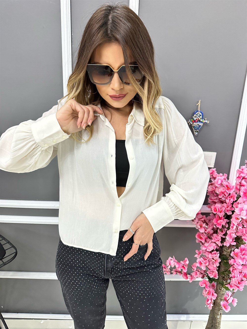 ZR Ekru Dokuma Kumaş Gömlek