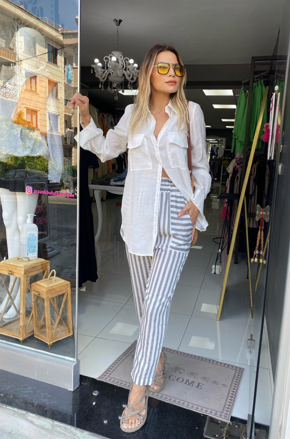 ZR Gri Çizgili Pantolon