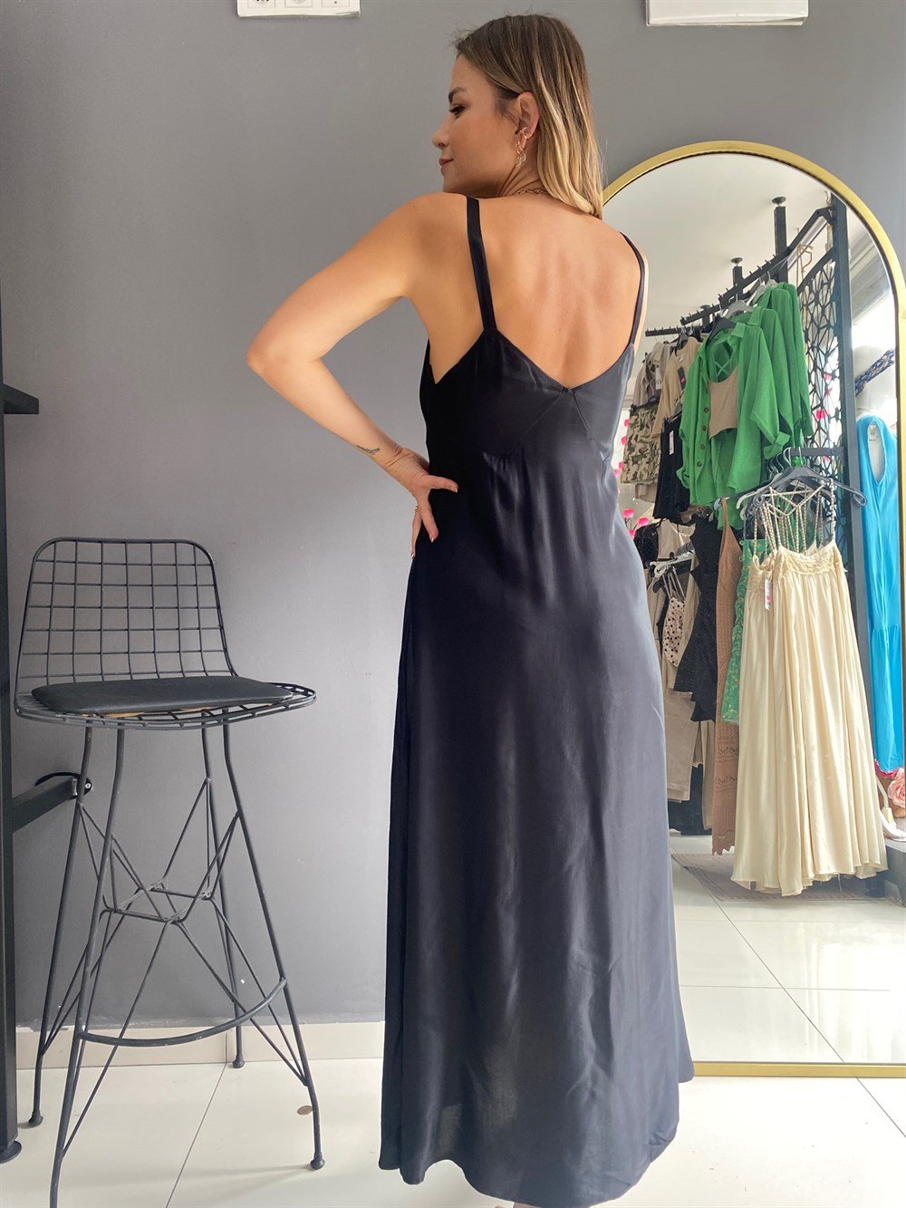 ZR Siyah Saten Elbise