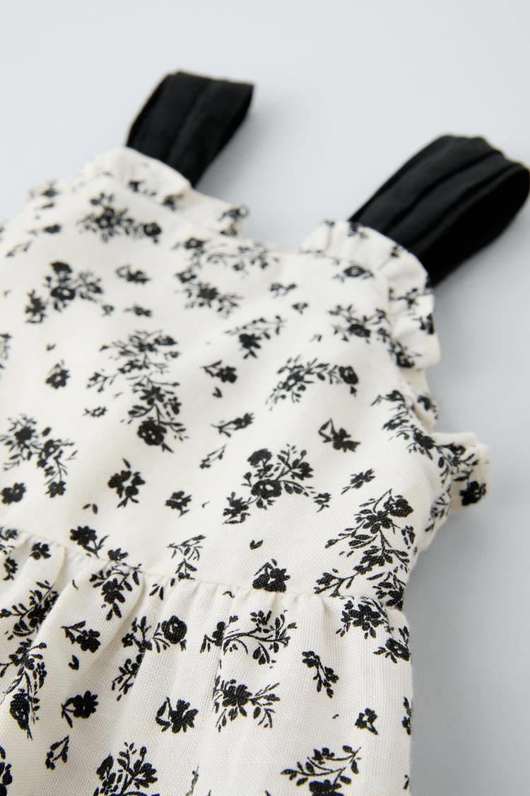 Çiçek Desenli Keten Tulum