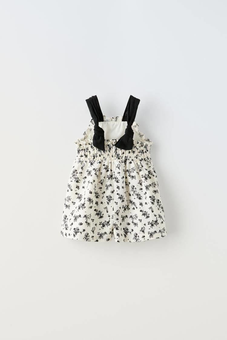 Çiçek Desenli Keten Tulum