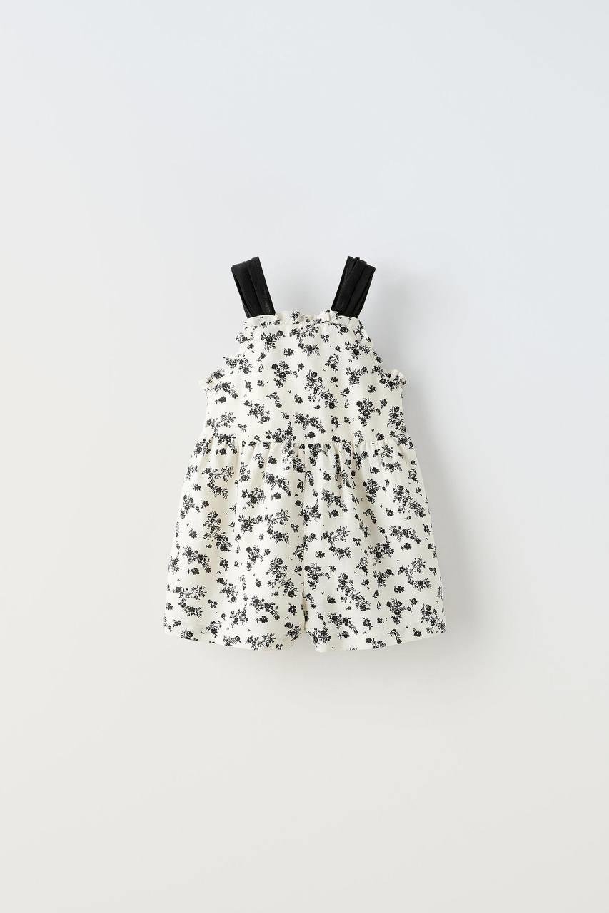 Çiçek Desenli Keten Tulum