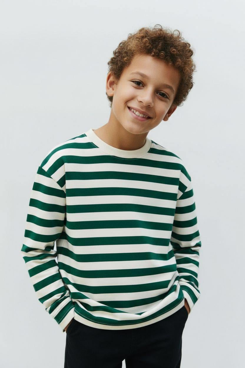 ÇİZGİLİ BASIC SWEATSHIRT (YEŞİL)