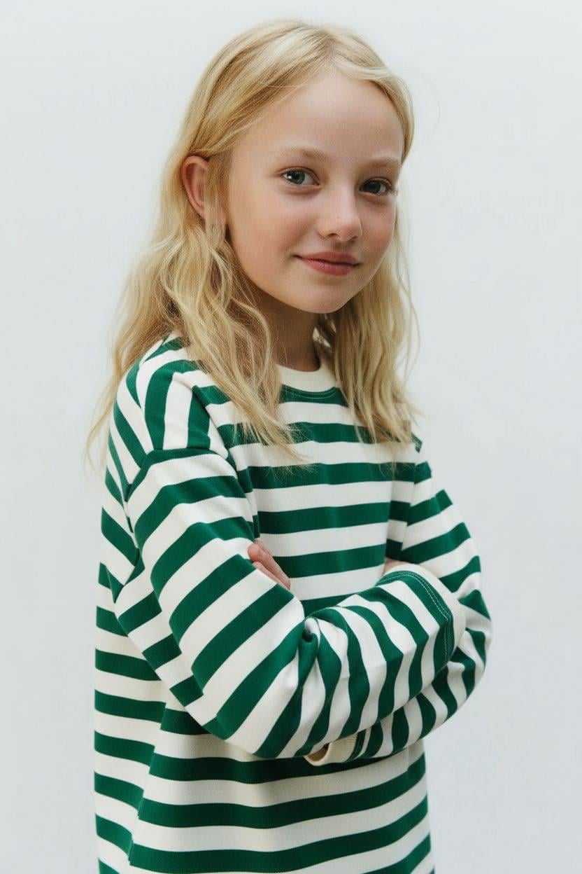 ÇİZGİLİ BASIC SWEATSHIRT (YEŞİL)