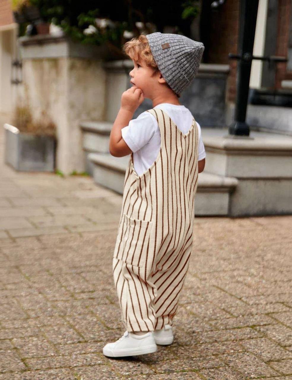 Çizgili Kot Salopet Tshirt Takım