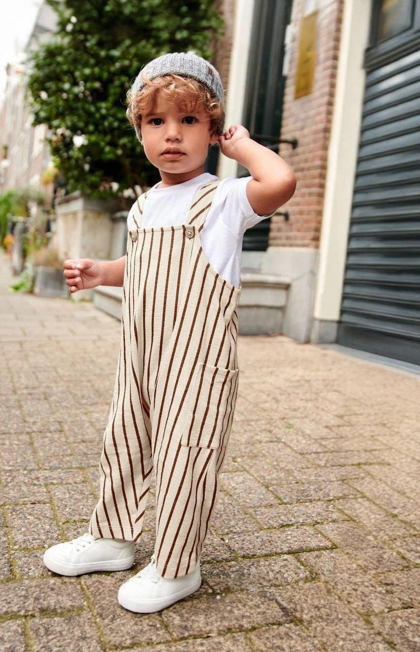 Çizgili Kot Salopet Tshirt Takım