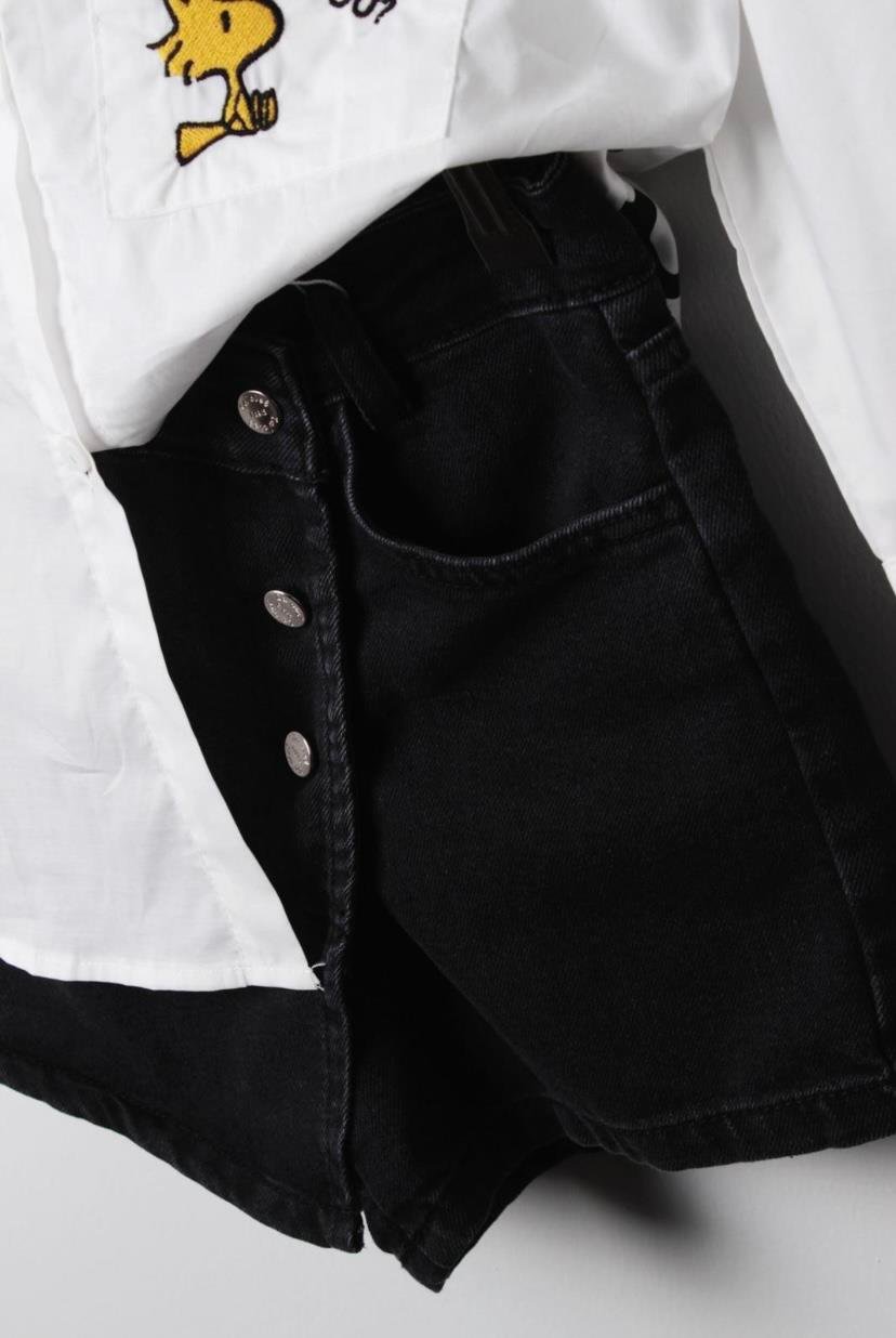 Füme Denim Şort Etek