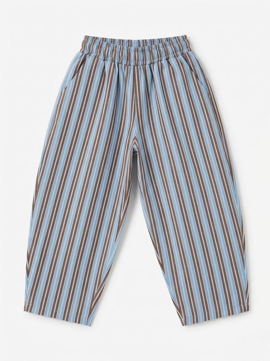 KAHVE BASIC TSHIRT ÇİZGİLİ BALLOON JEAN TAKIM