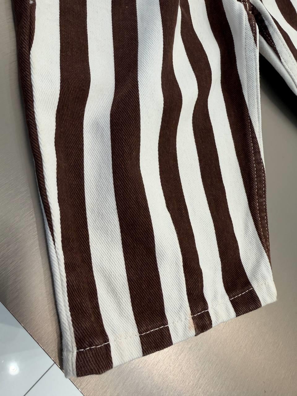 KAHVE ÇİZGİLİ BALLOON JEAN-BASIC TSHIRT TAKIM