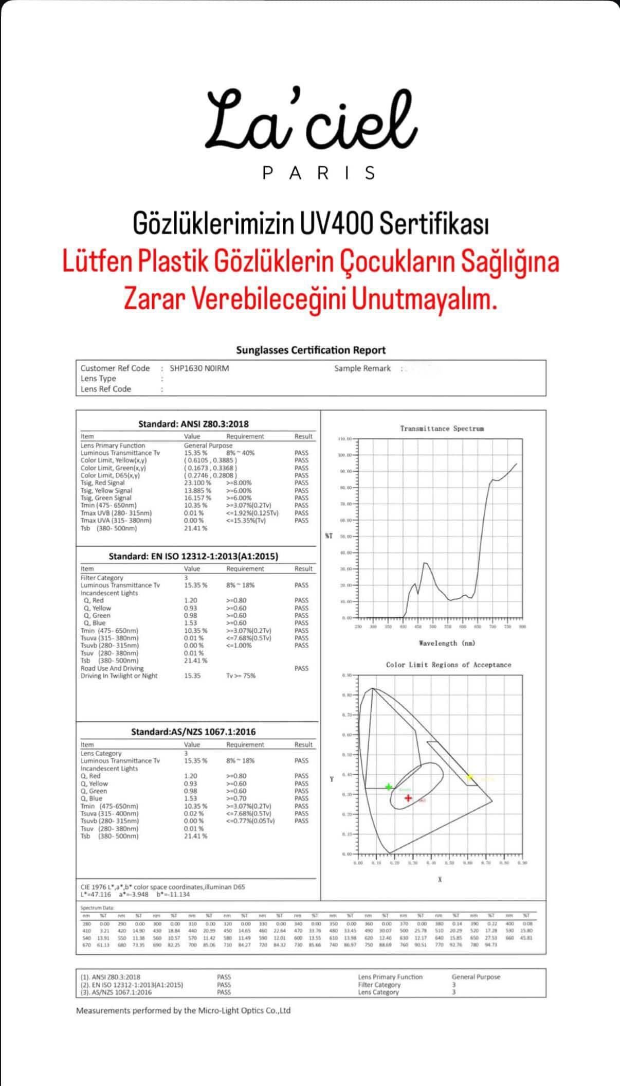 LA'CIEL GÖZLÜK UV400 KORUMALI (2-9 YAŞ UYUMLU) PARILTILI SİYAH