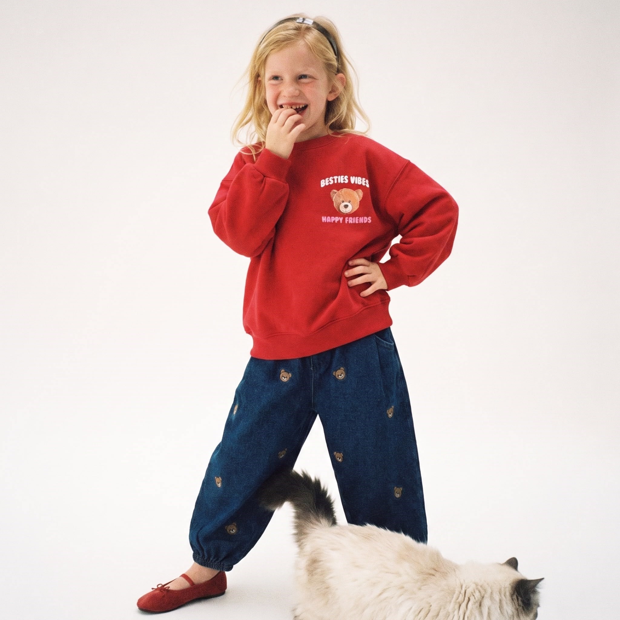 LA'CIEL TEDDY BEAR SWEATSHIRT BALLOON JEAN TAKIM