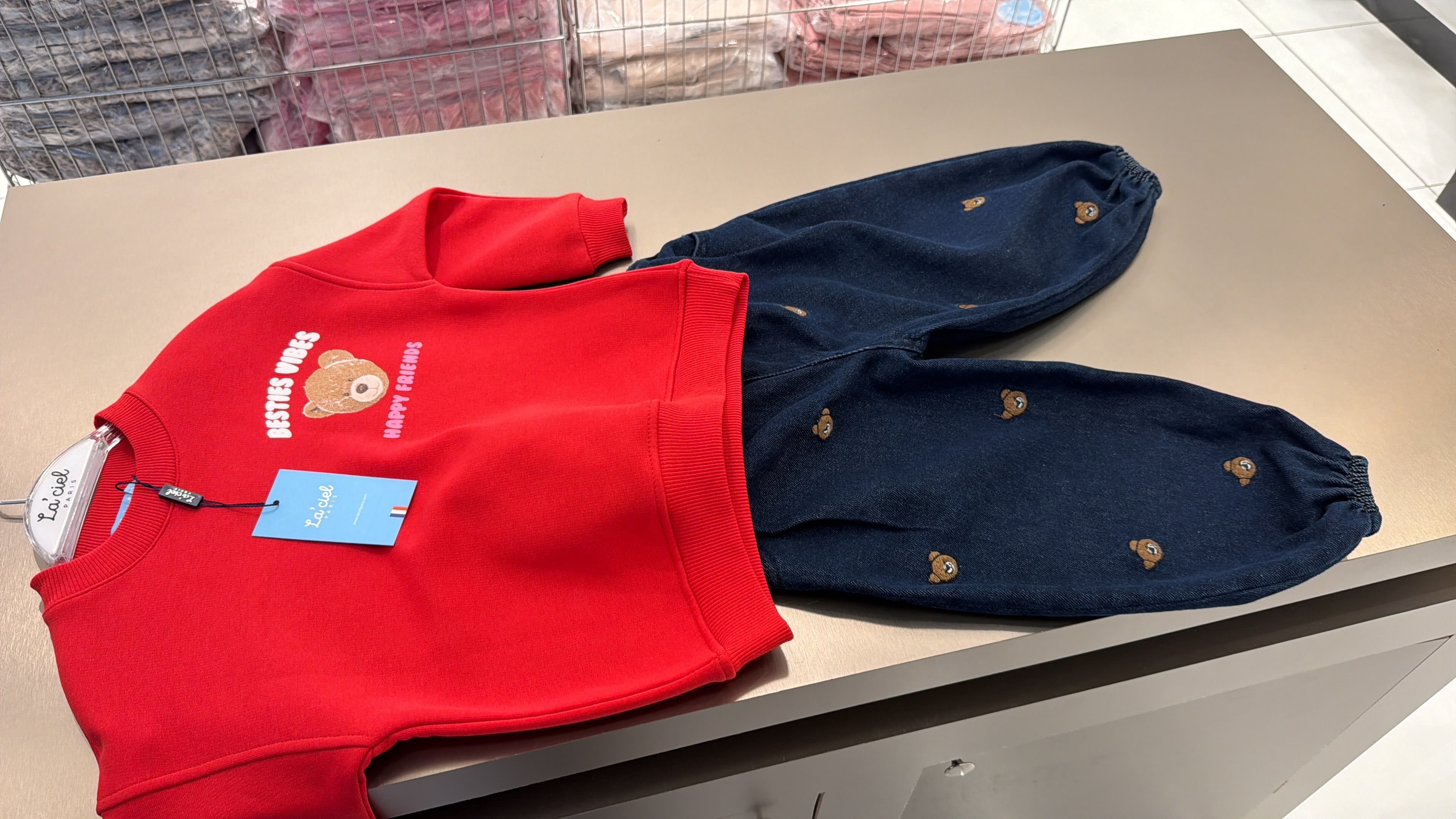 LA'CIEL TEDDY BEAR SWEATSHIRT BALLOON JEAN TAKIM