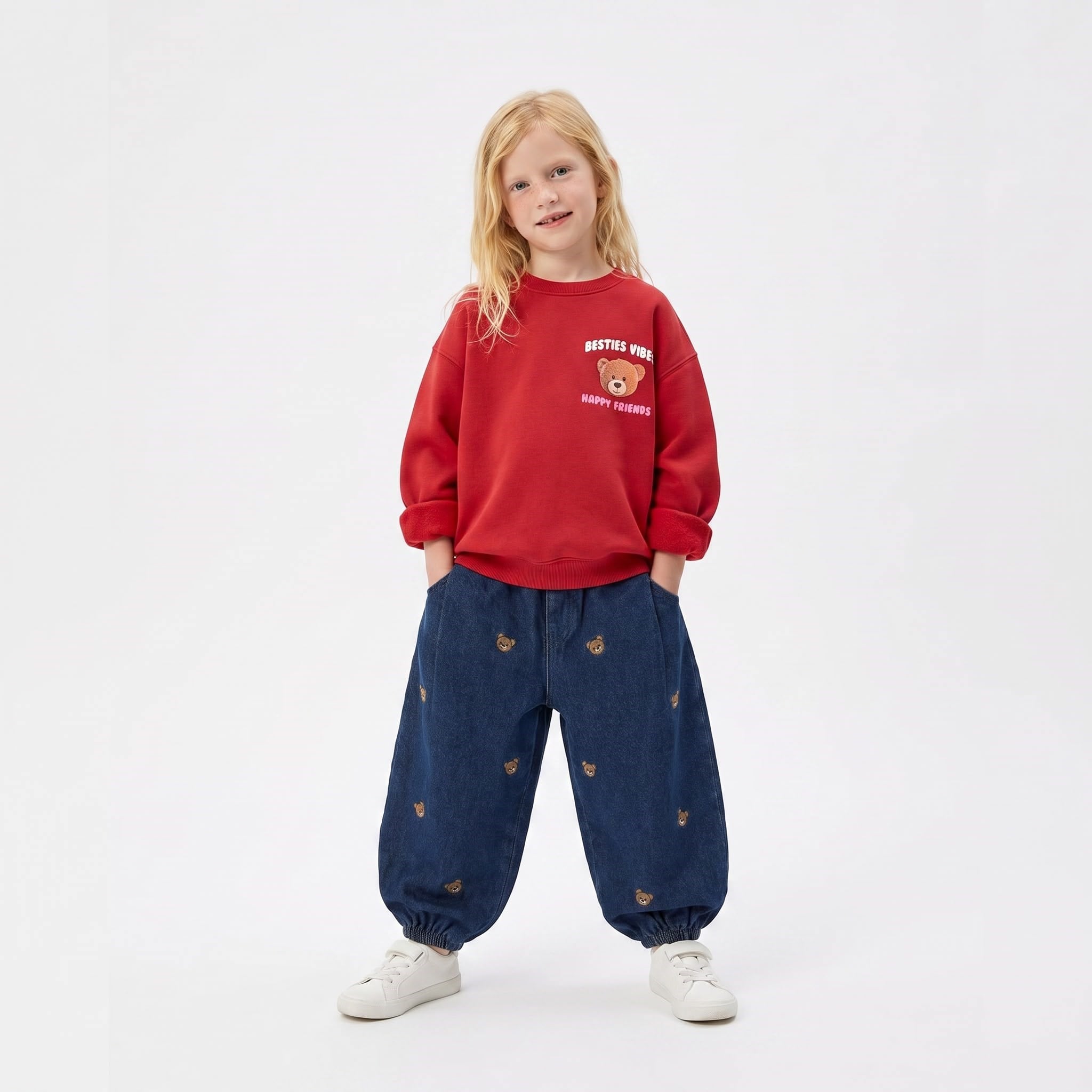 LA'CIEL TEDDY BEAR SWEATSHIRT BALLOON JEAN TAKIM