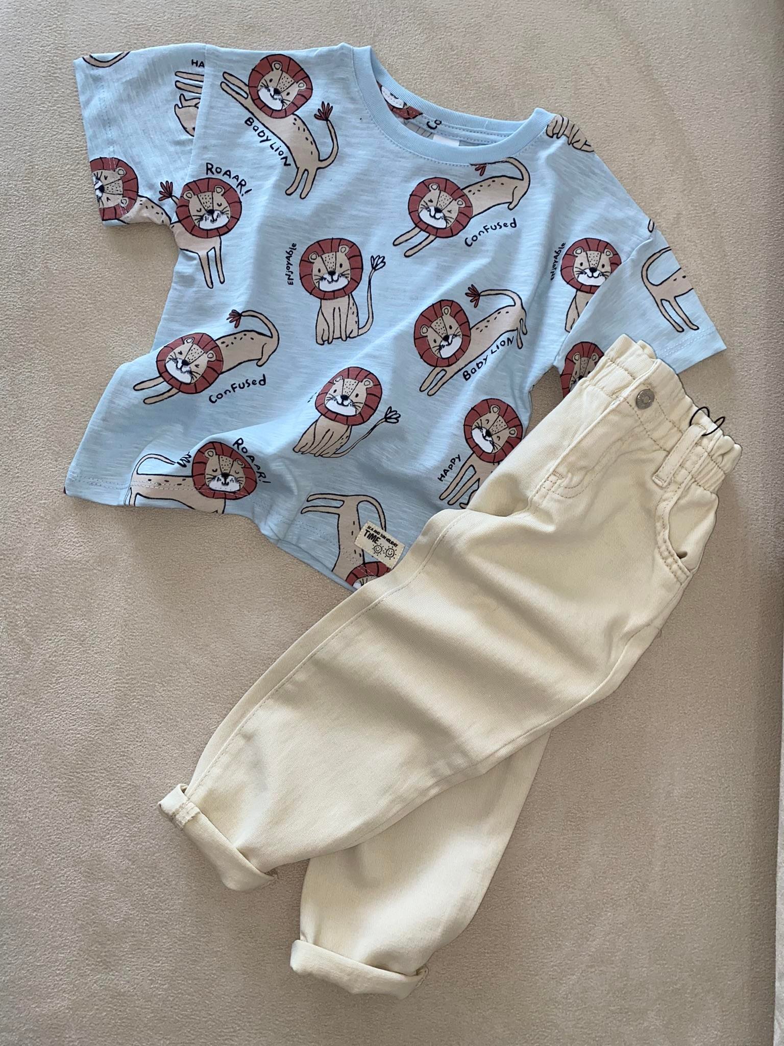 Unisex Krem Mom Jean