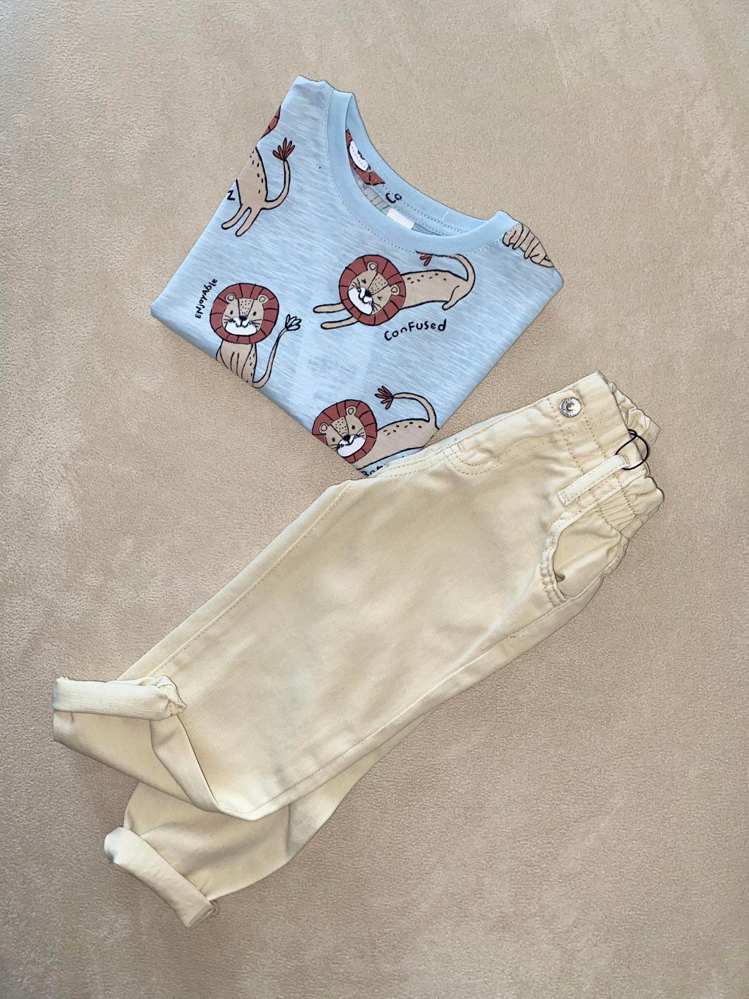 Unisex Krem Mom Jean