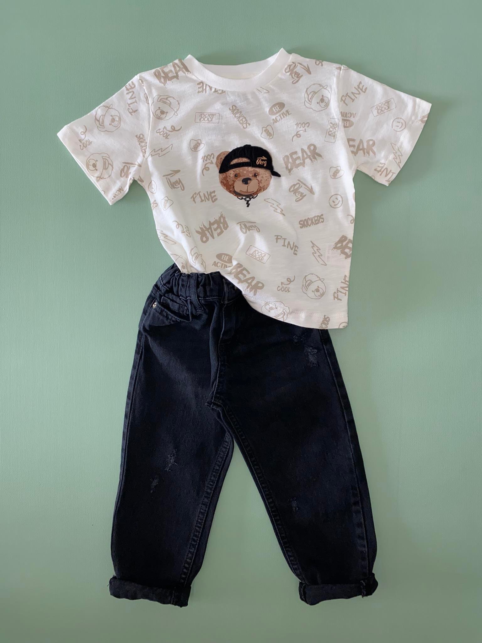 Unisex Siyah Mom Jean