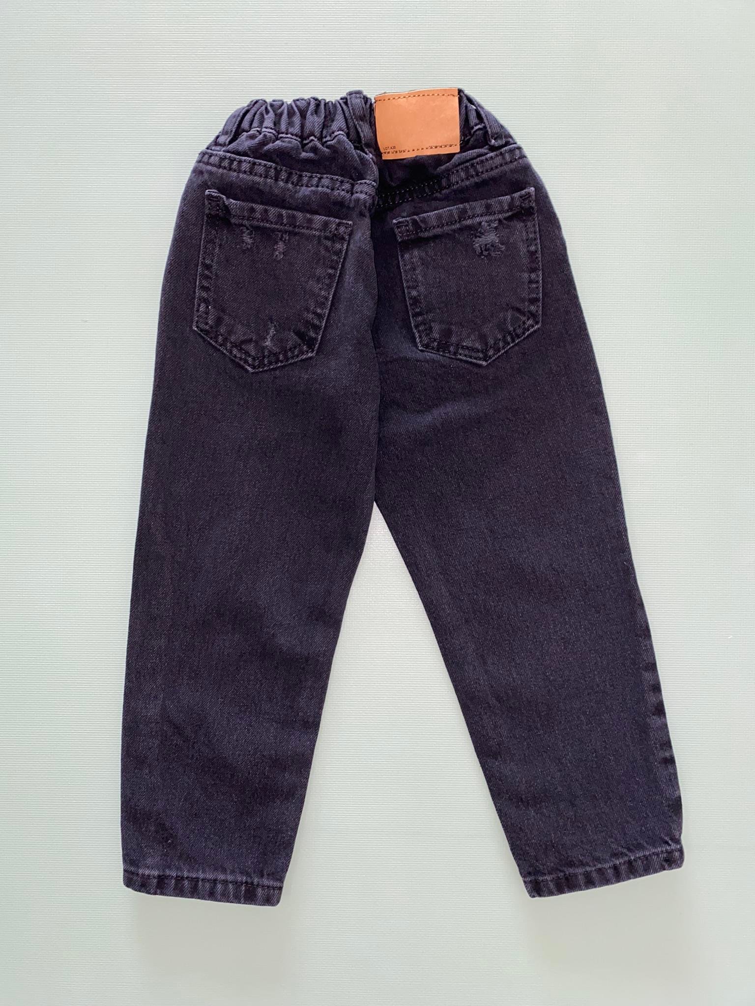 Unisex Siyah Mom Jean