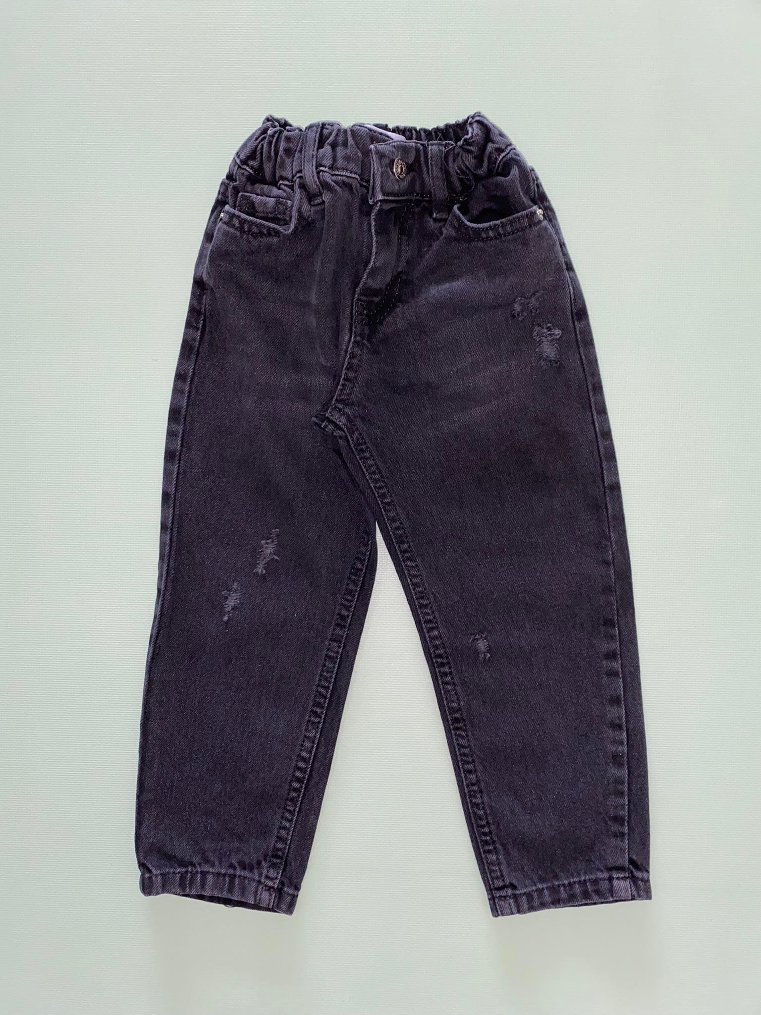 Unisex Siyah Mom Jean