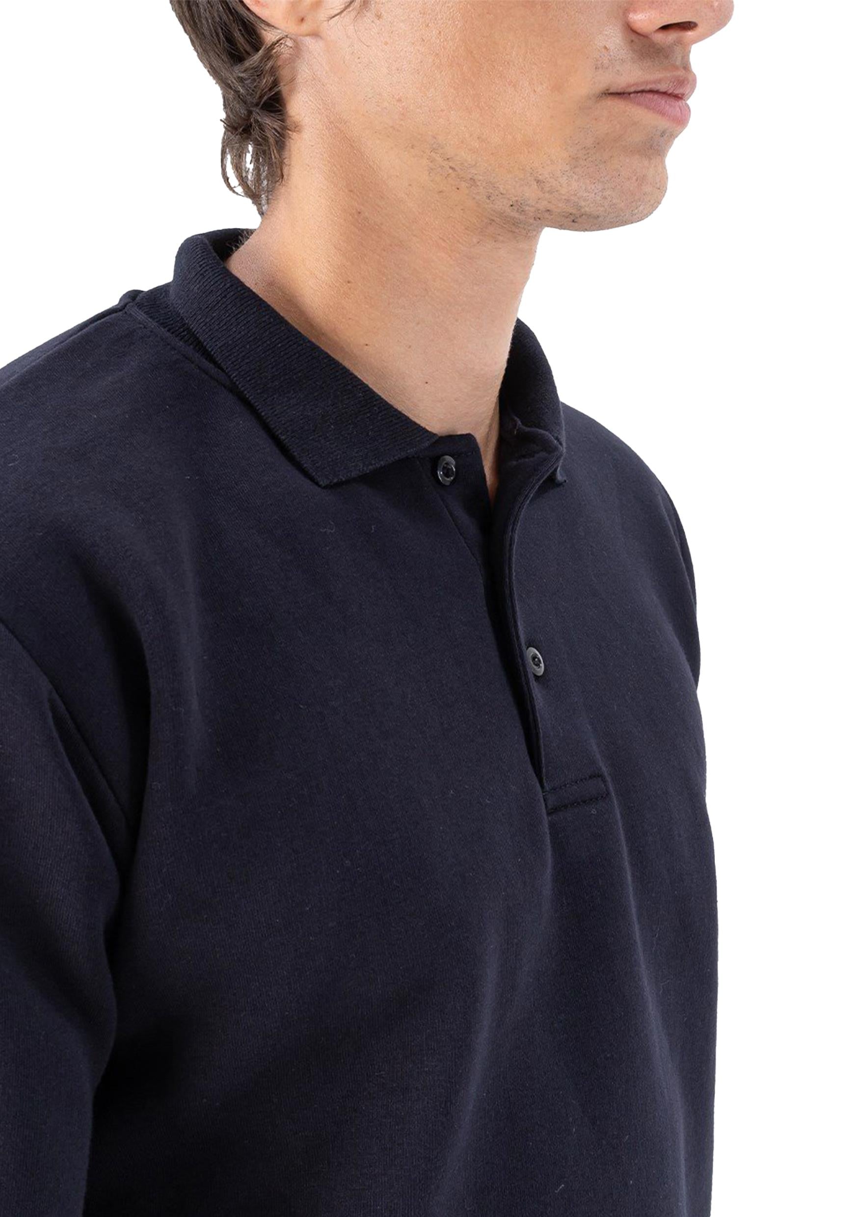 Elegance Polo Collar Sweatshirt Navy Blue , , Sweatshirt