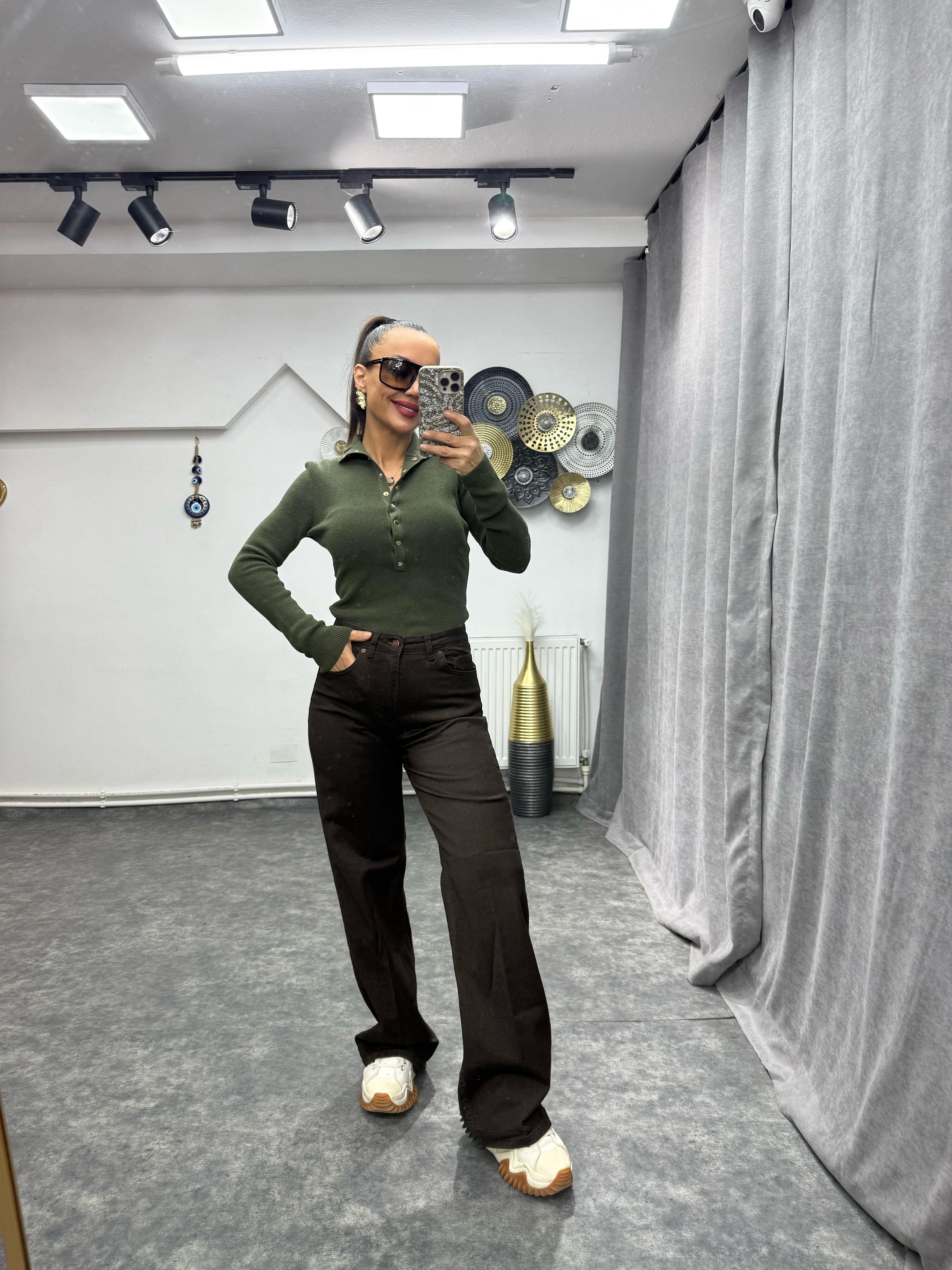 DİLVİN Önü Çıtçıtlı Yeşil Bluz No Sıfır 8
