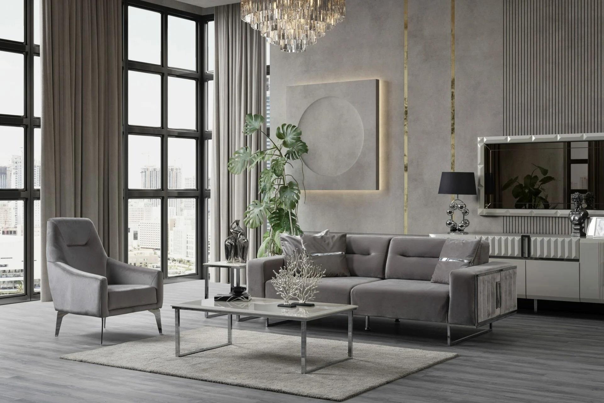 Modern Grey Sofa Set