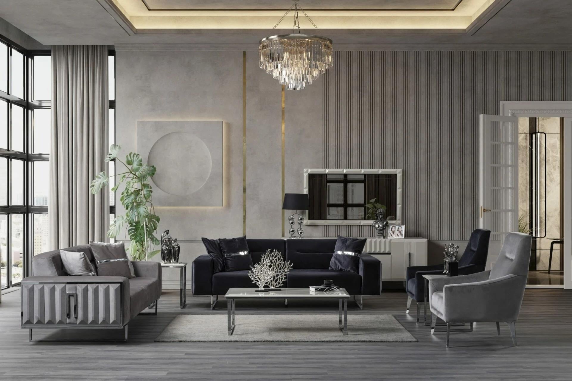 Modern Grey Sofa Set