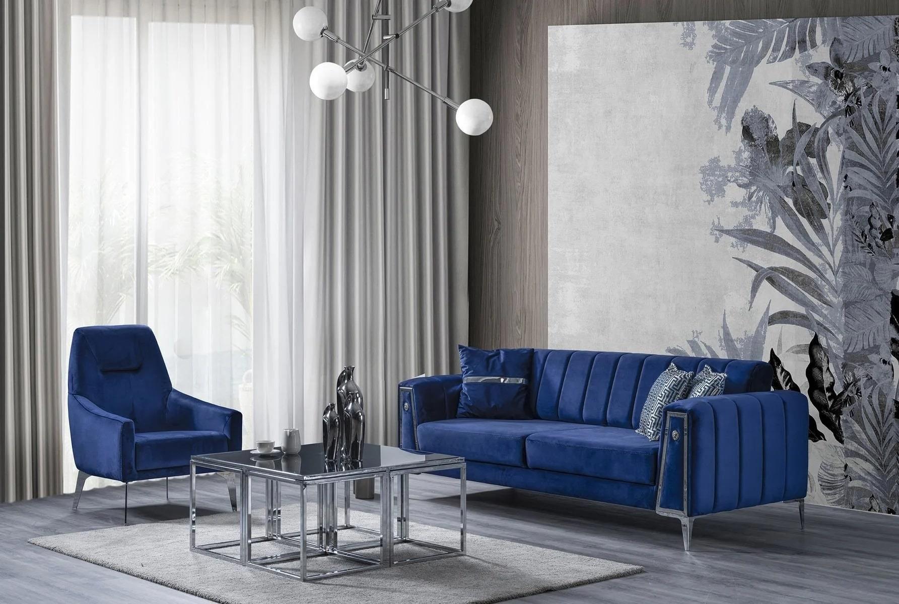 Navy Blue Sofa Set
