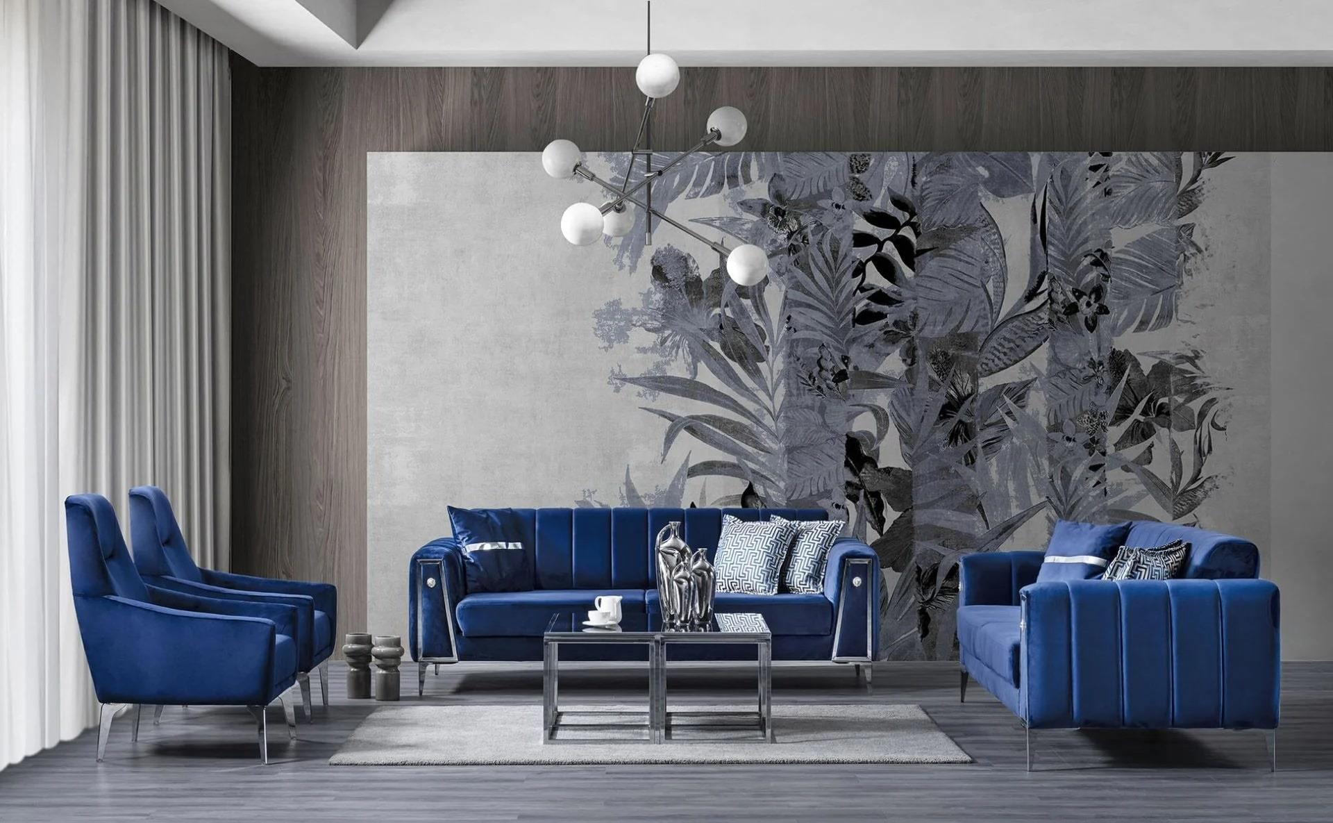 Navy Blue Sofa Set