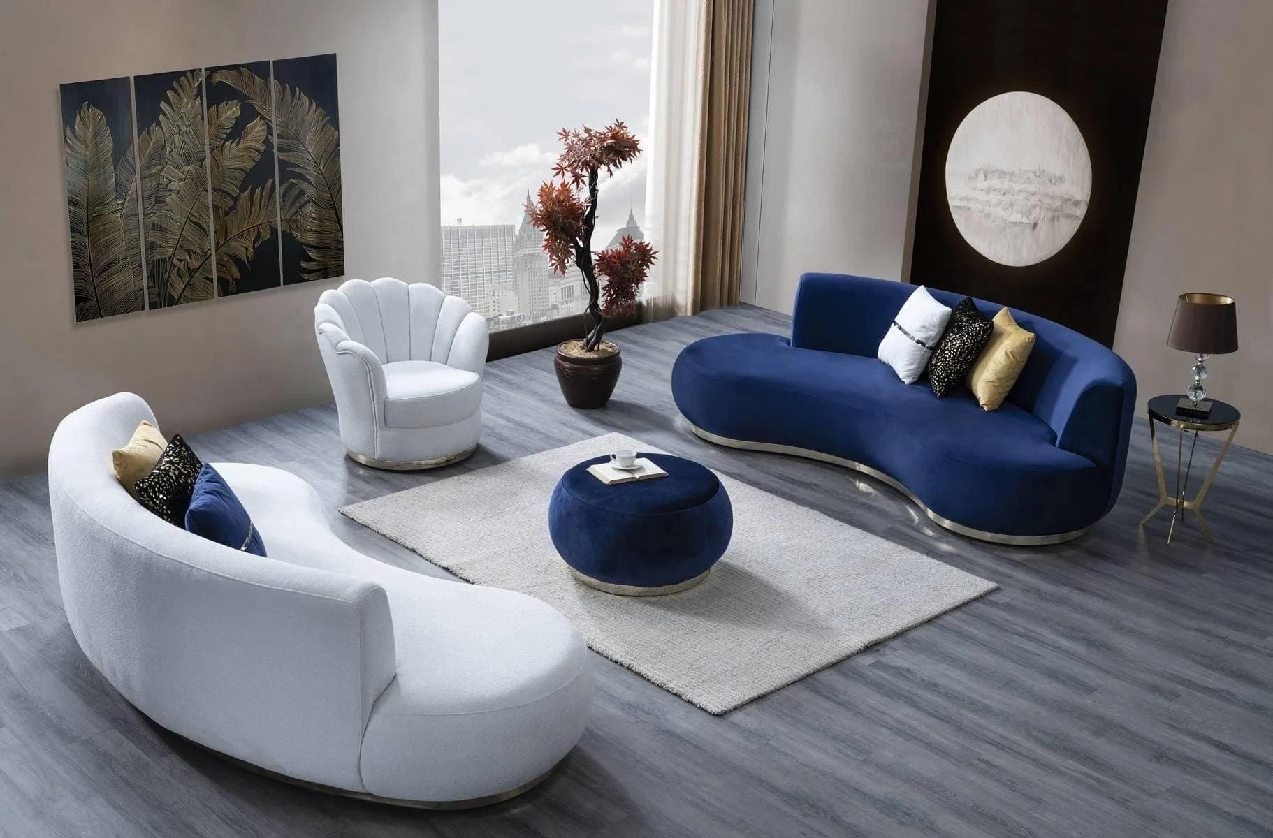 Retro Blue Sofa Set