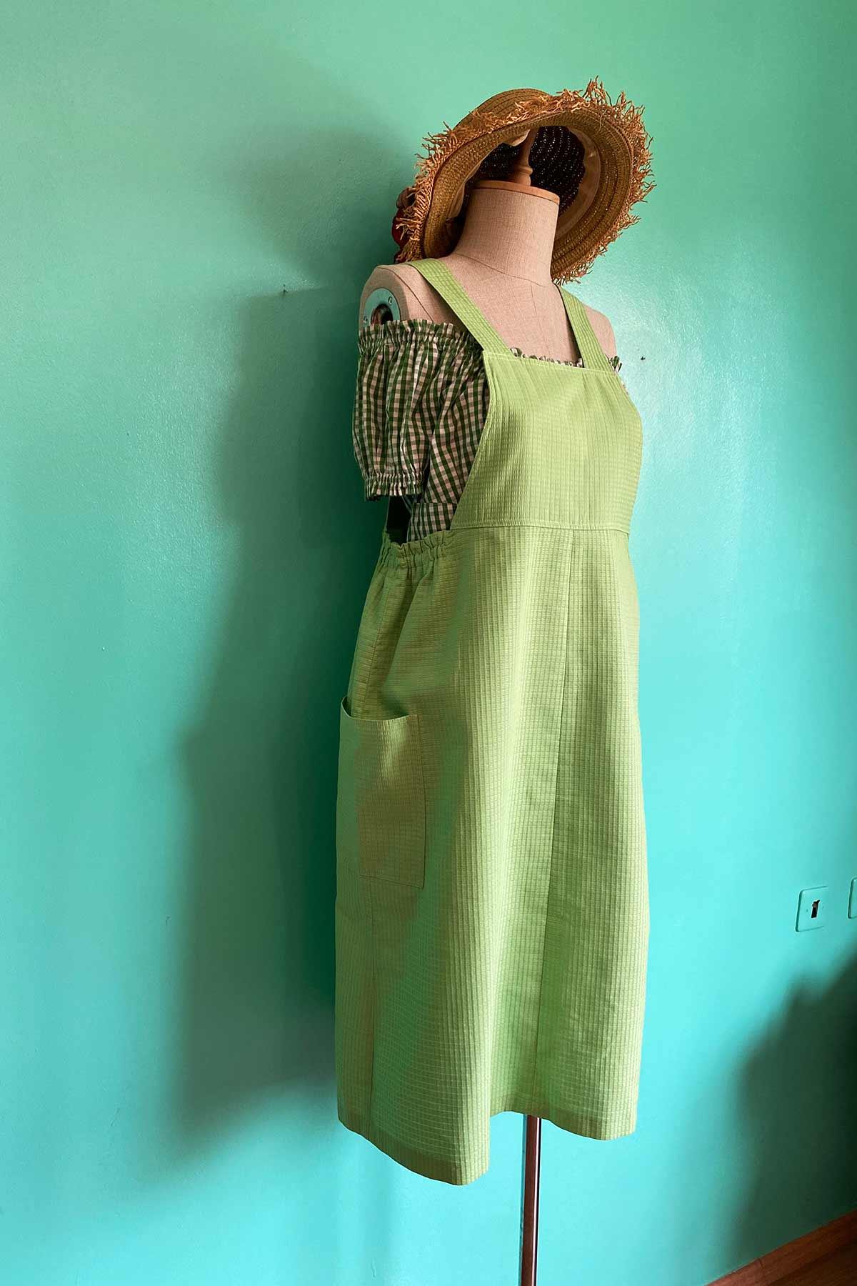 Vintage Askılı Yeşil Elbise