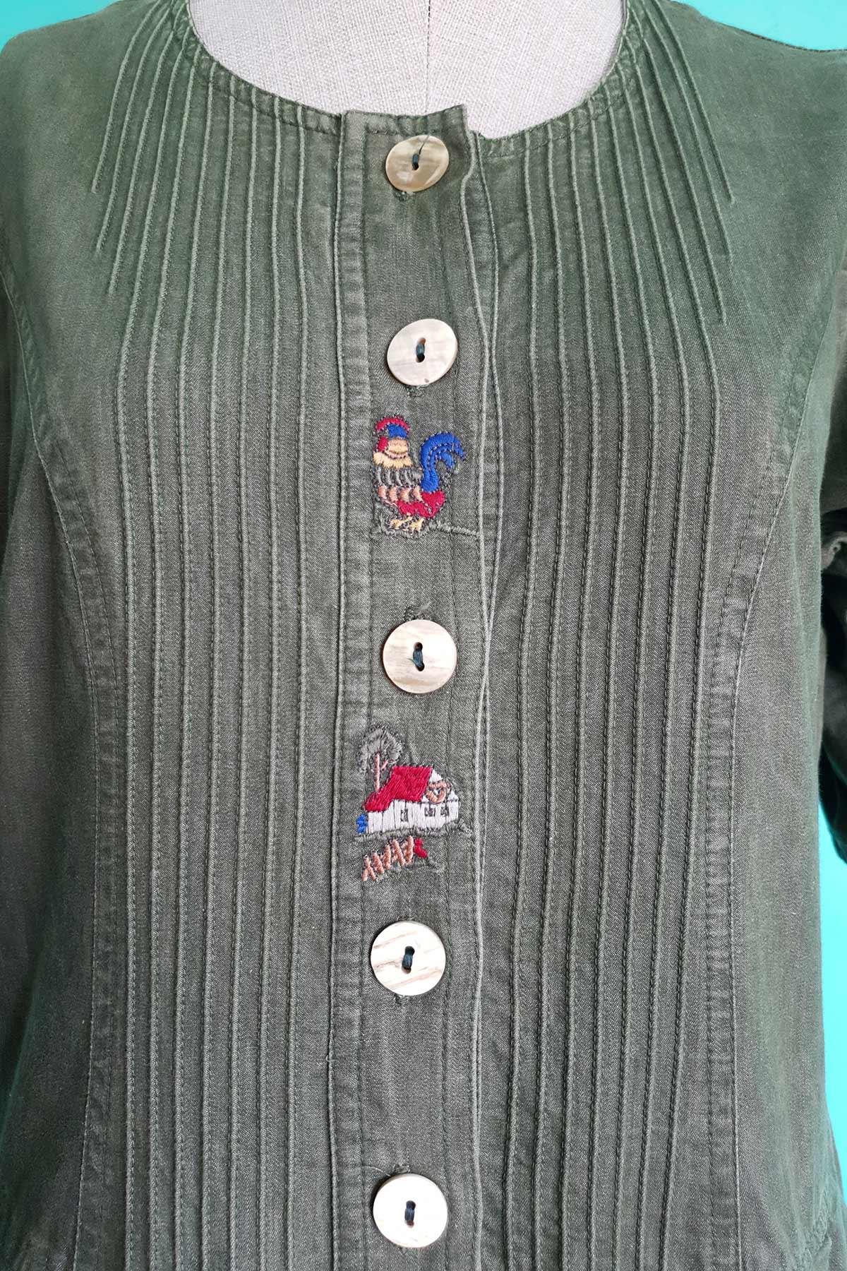 Vintage Bavyera Yeşil Kot Elbise