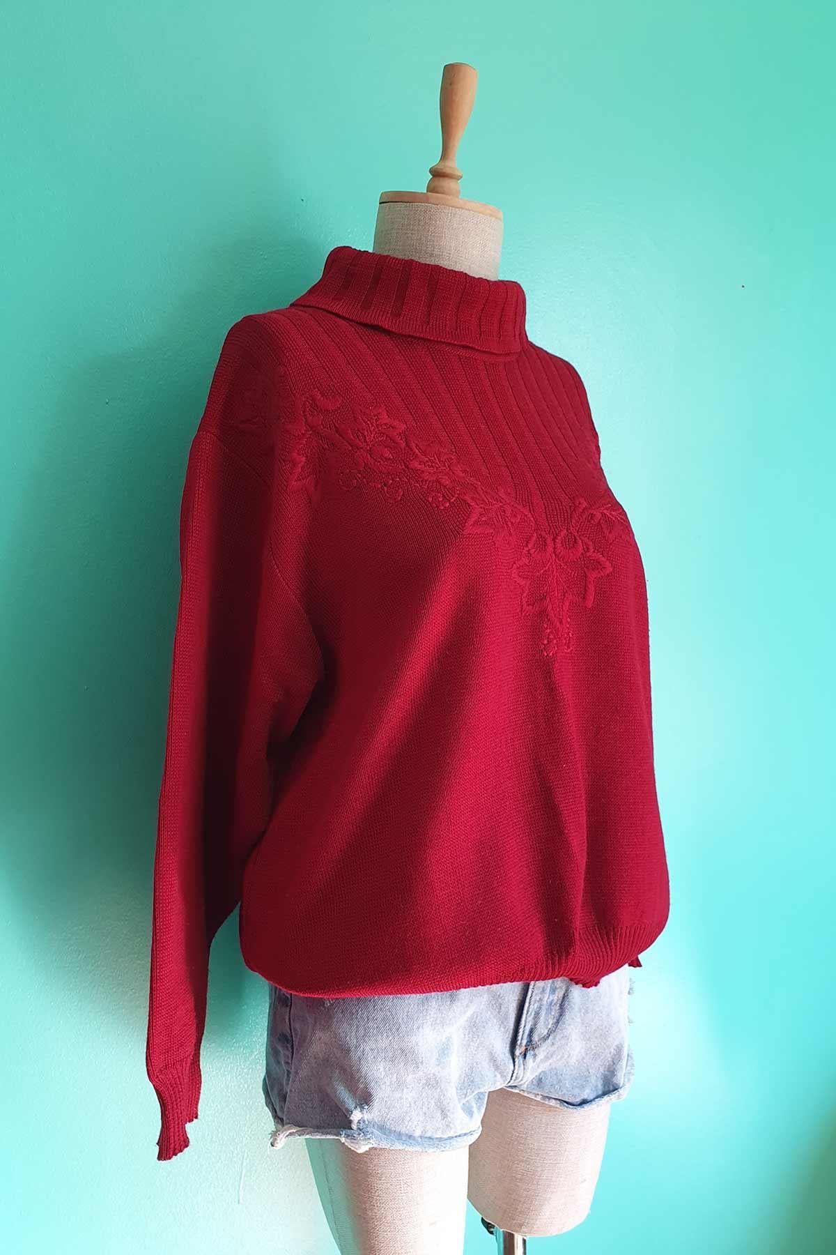 Vintage Boğazlı Oversize Kazak