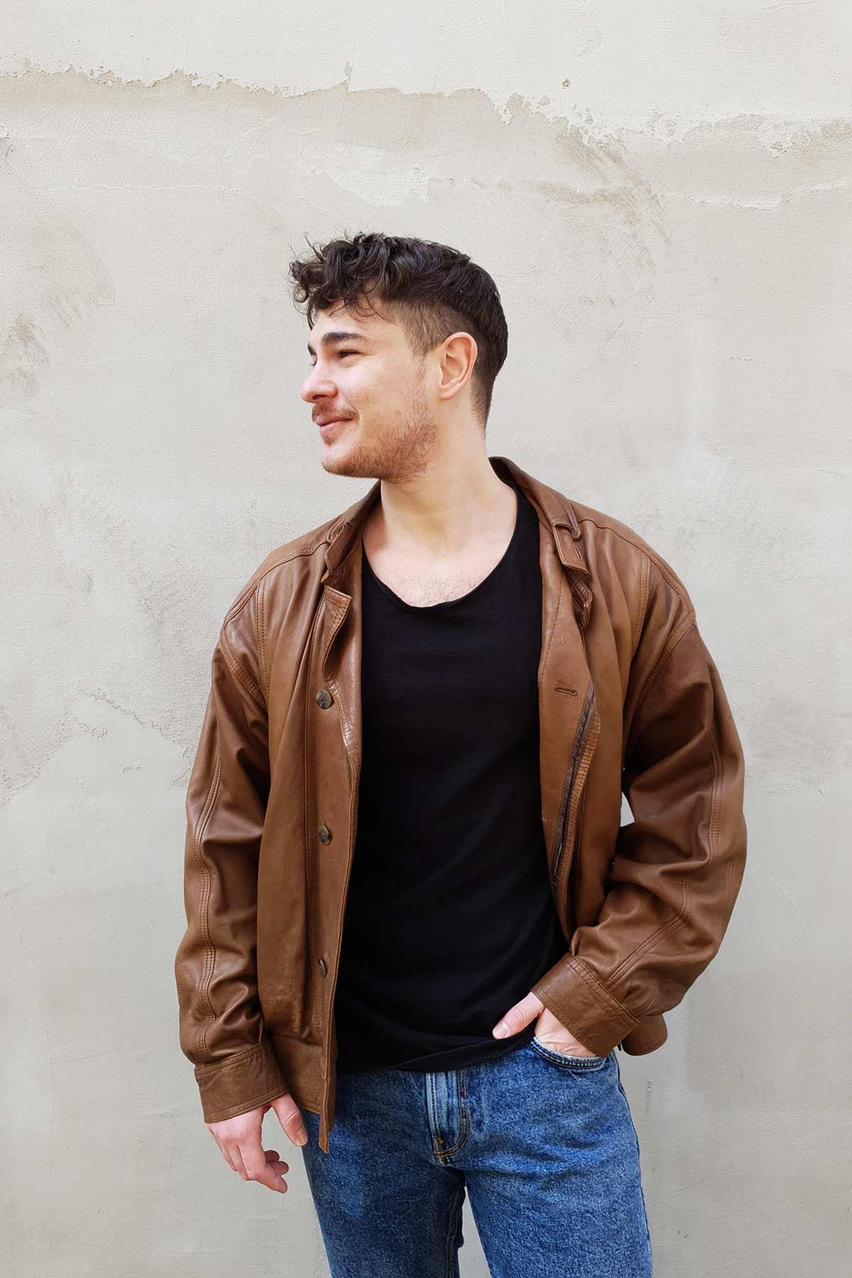 Vintage Bomber Deri Mont