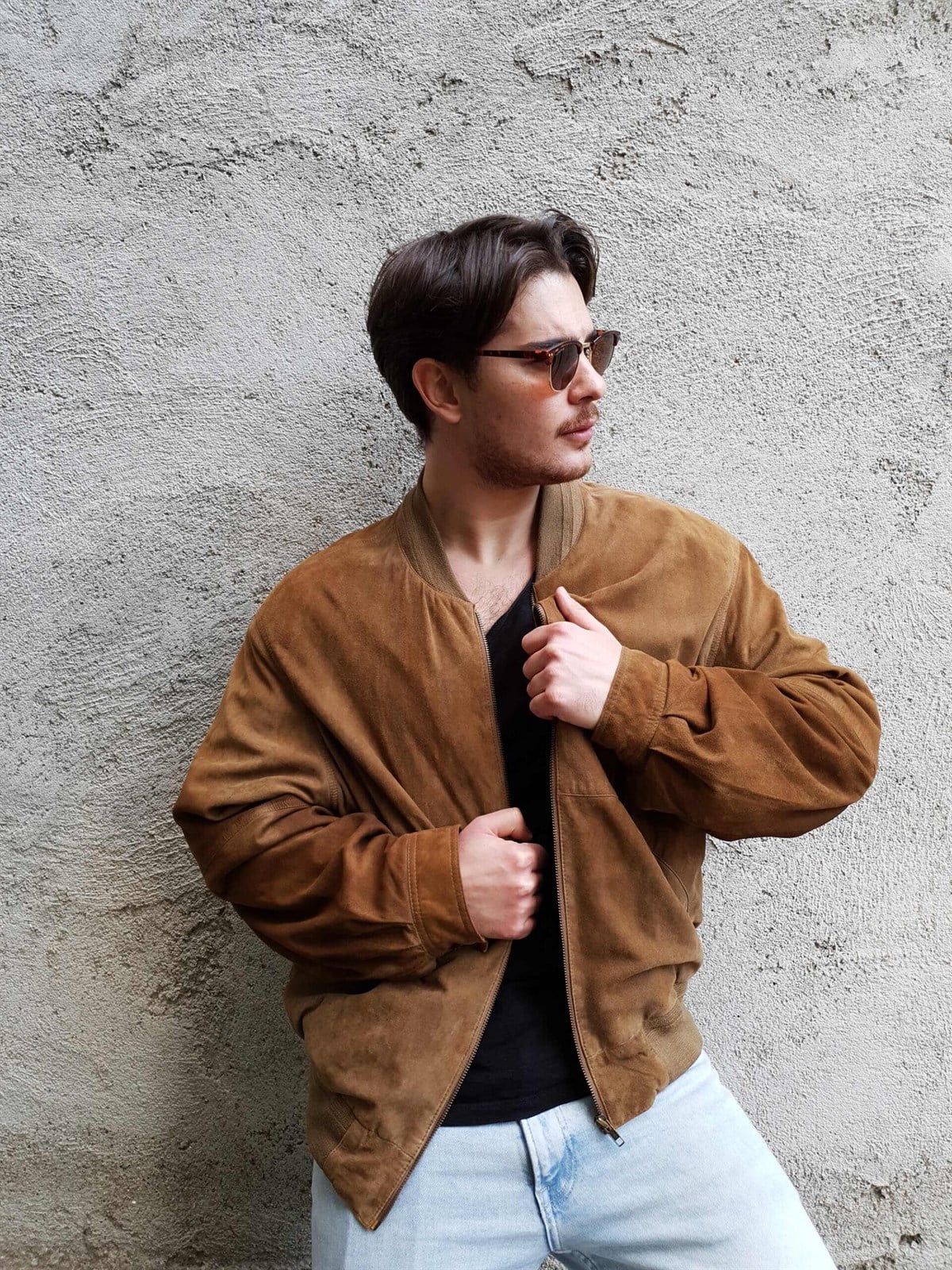 Vintage Bomber Süet Deri Mont