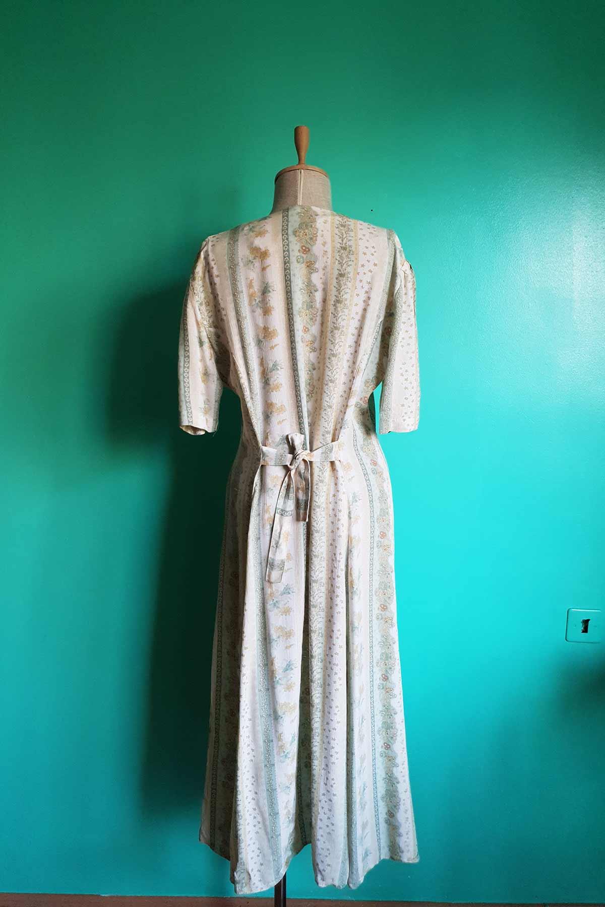 Vintage Çiçek Desenli Kuşaklı Elbise