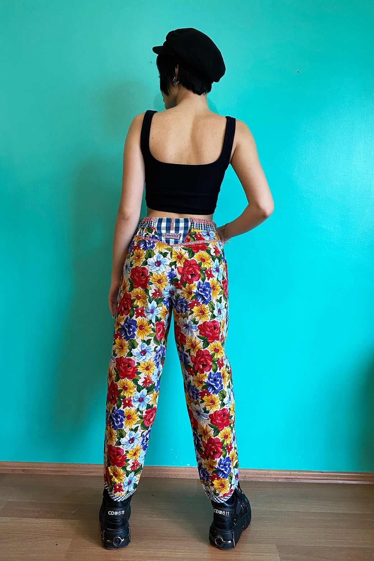 Vintage Çiçekli Pantolon