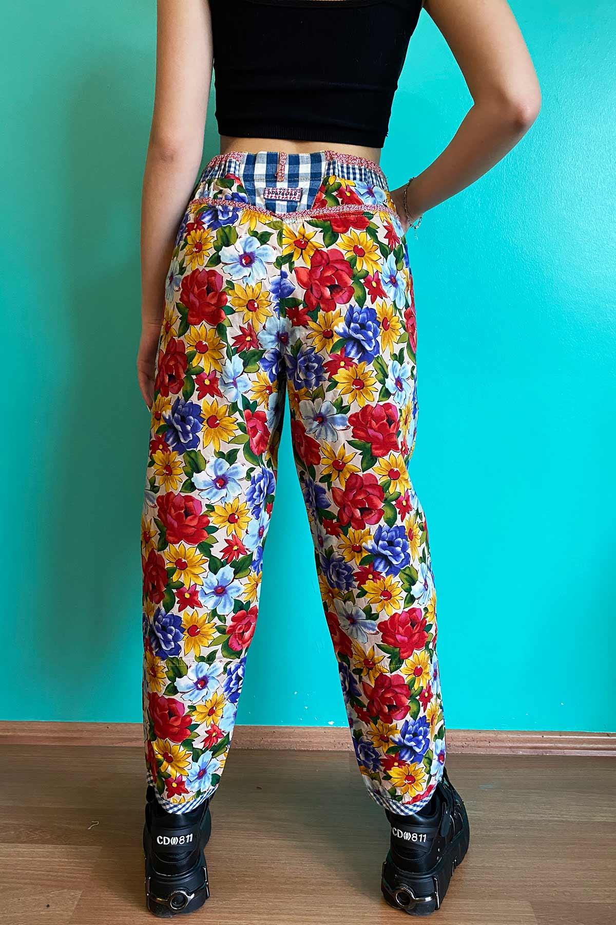 Vintage Çiçekli Pantolon