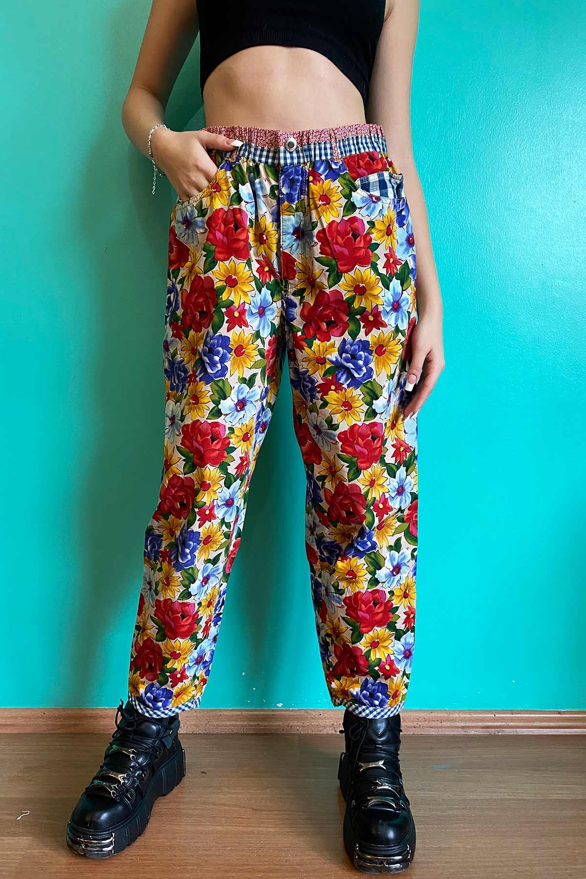 Vintage Çiçekli Pantolon