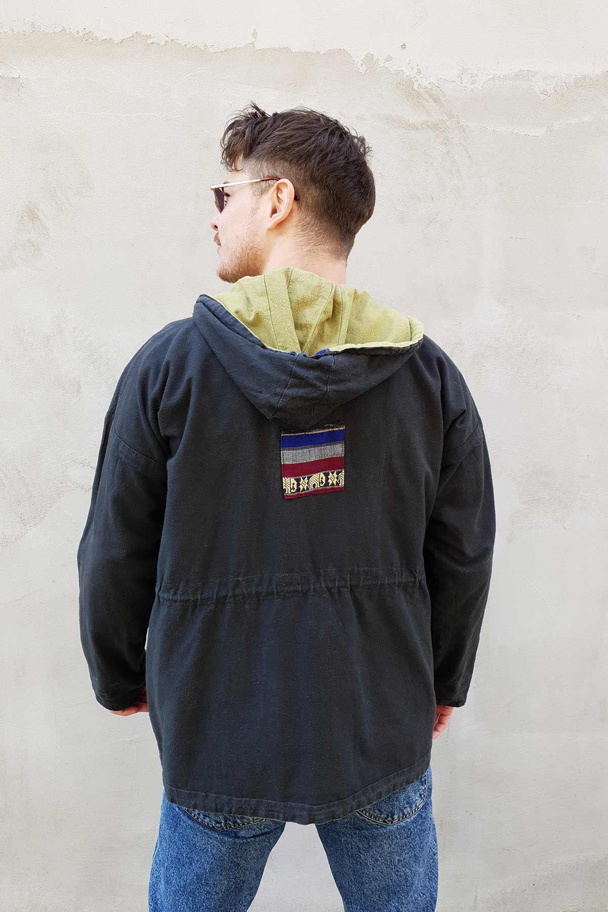 Vintage Çift Taraflı Etnik Mont