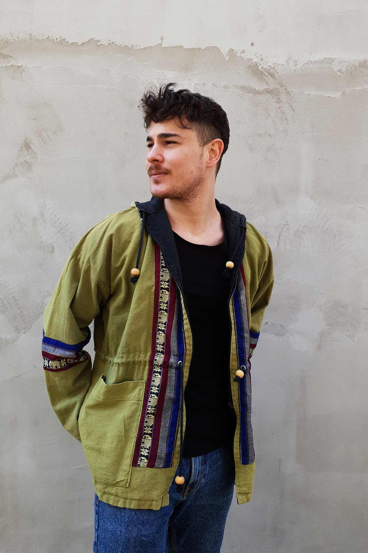 Vintage Çift Taraflı Etnik Mont