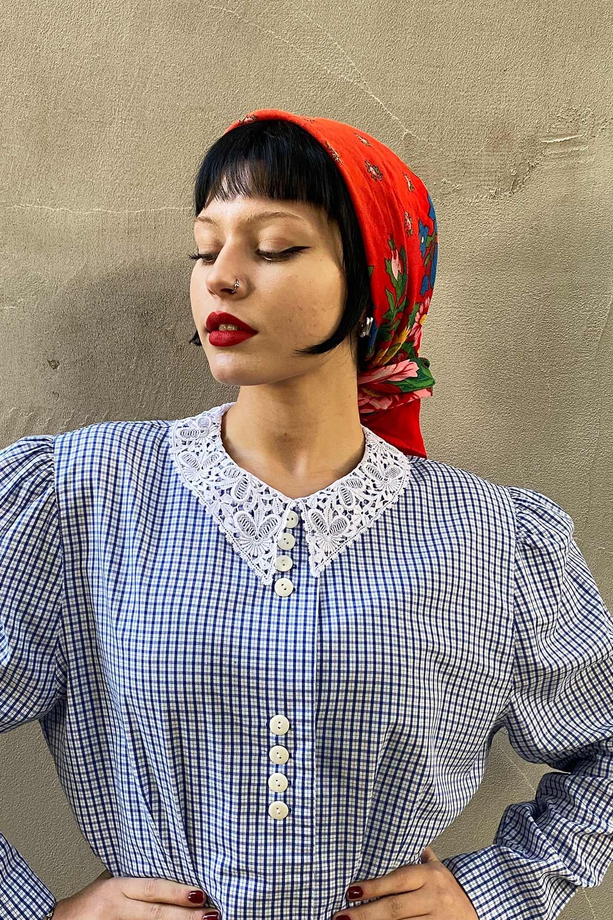 Vintage Dantel Yaka Cotton Gömlek