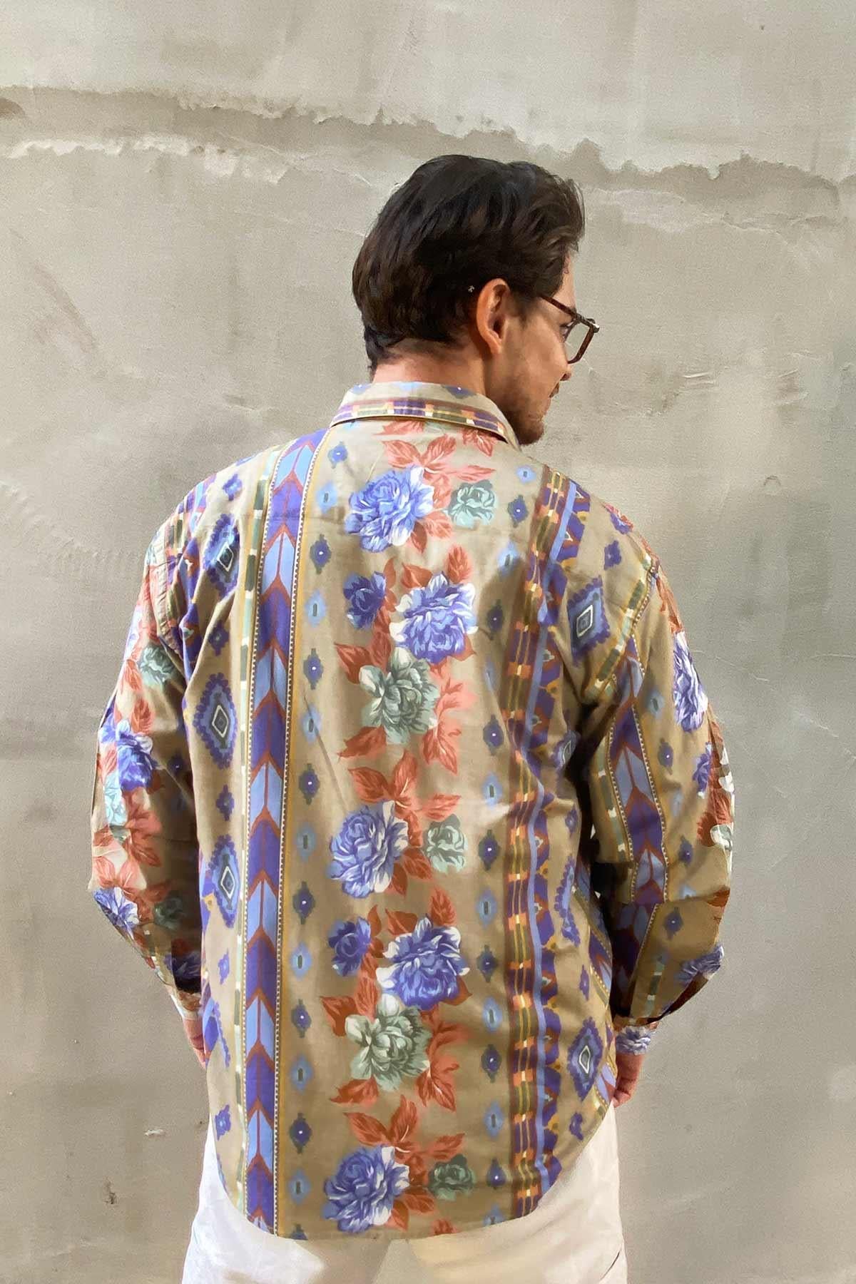 Vintage Desenli Cotton Gömlek