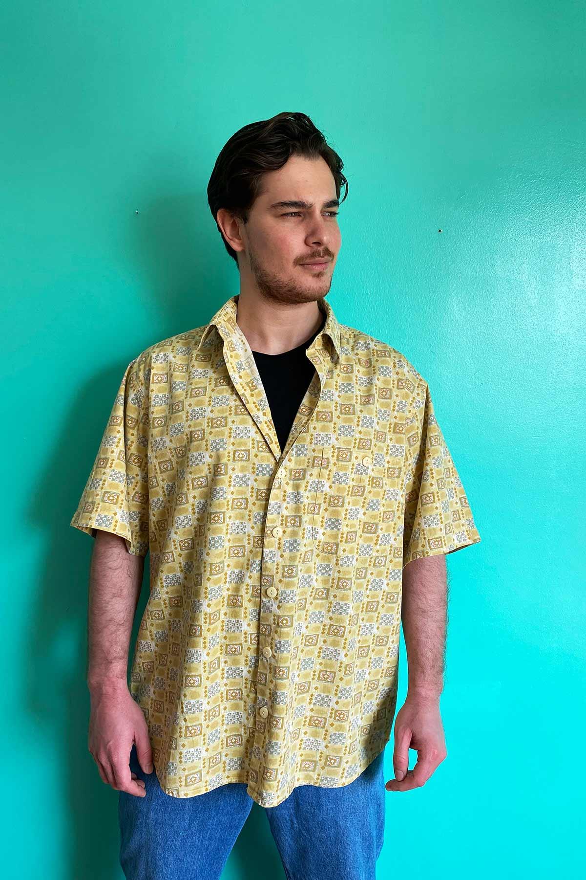 Vintage Desenli Cotton Gömlek