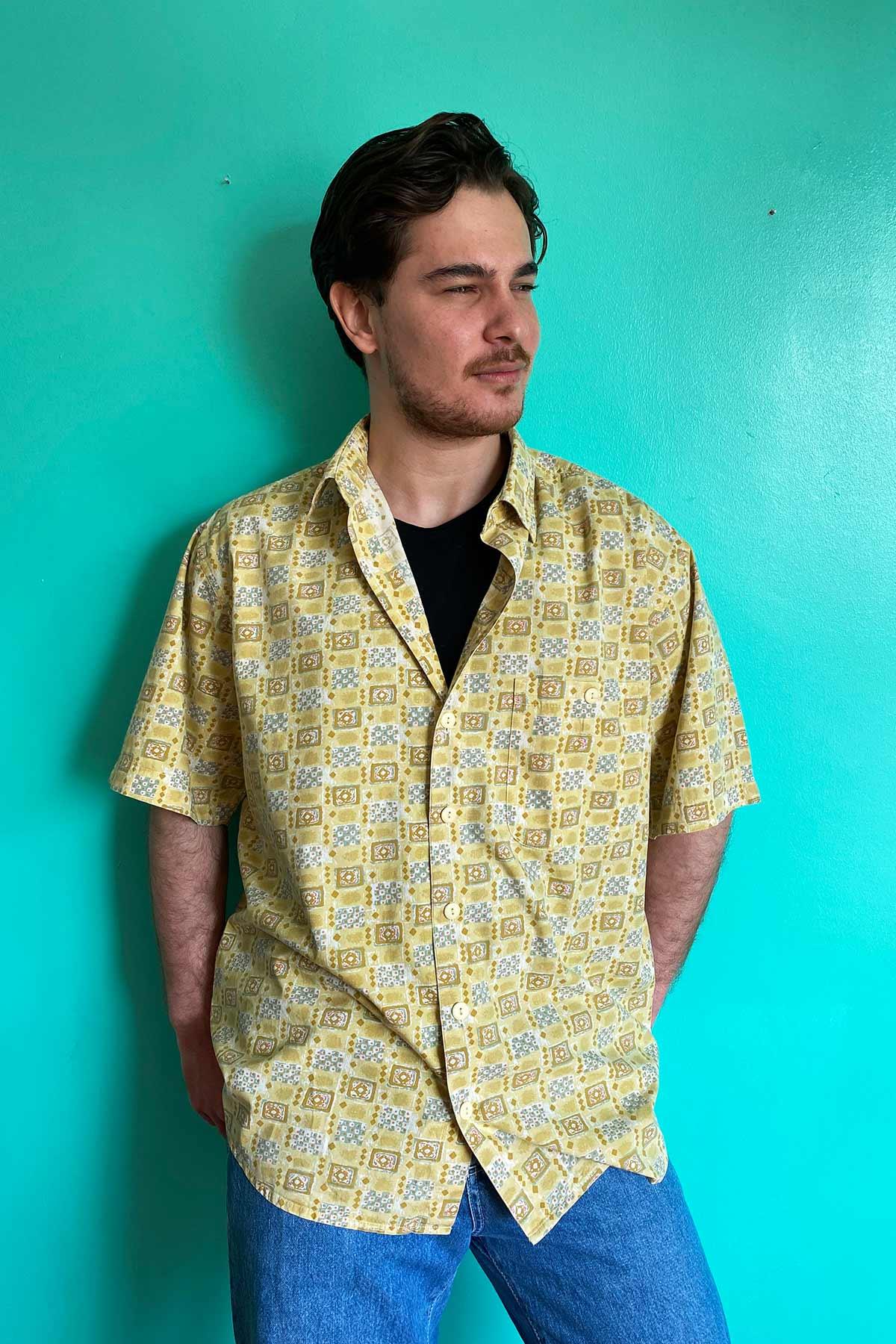 Vintage Desenli Cotton Gömlek
