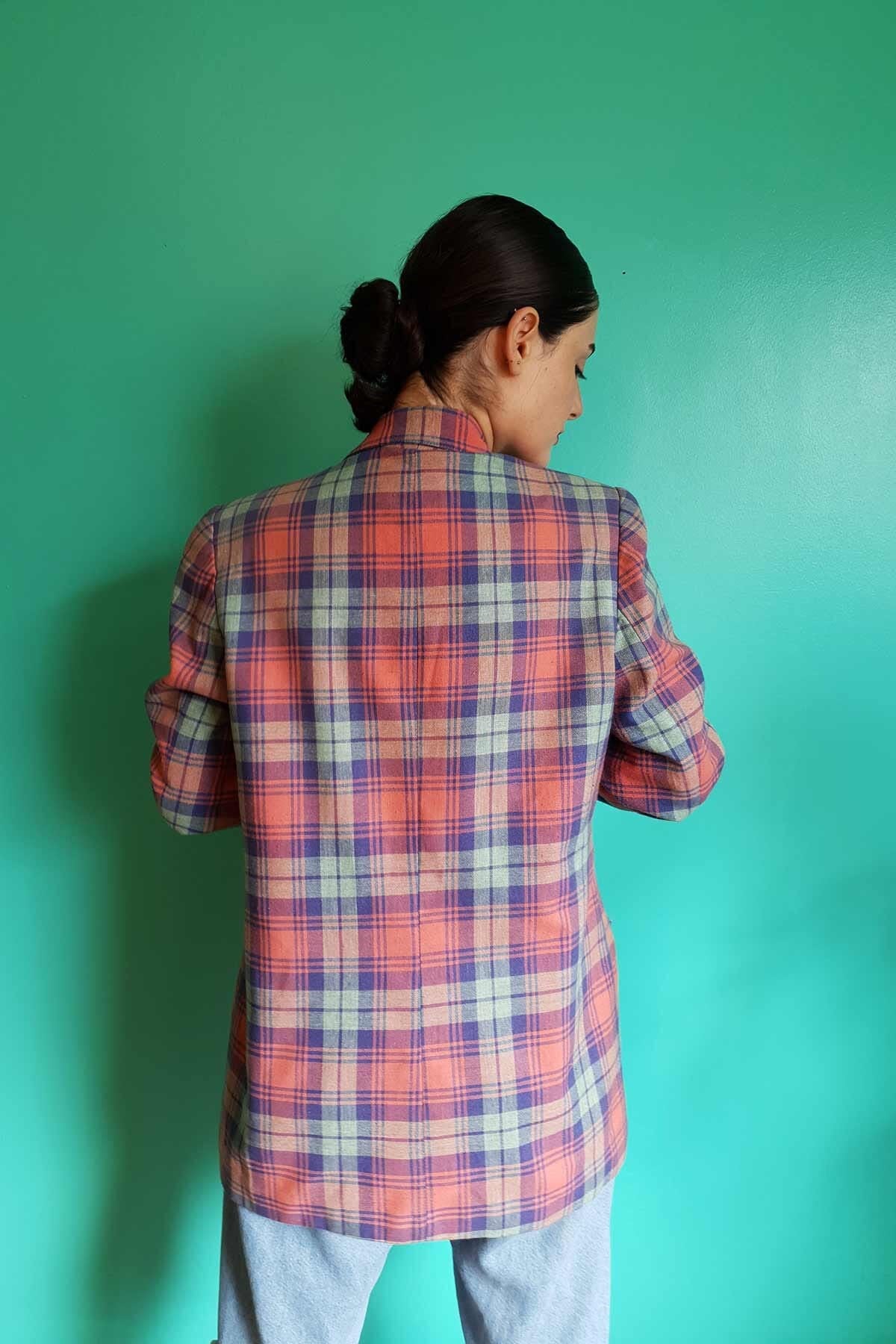 Vintage Ekose Blazer Ceket