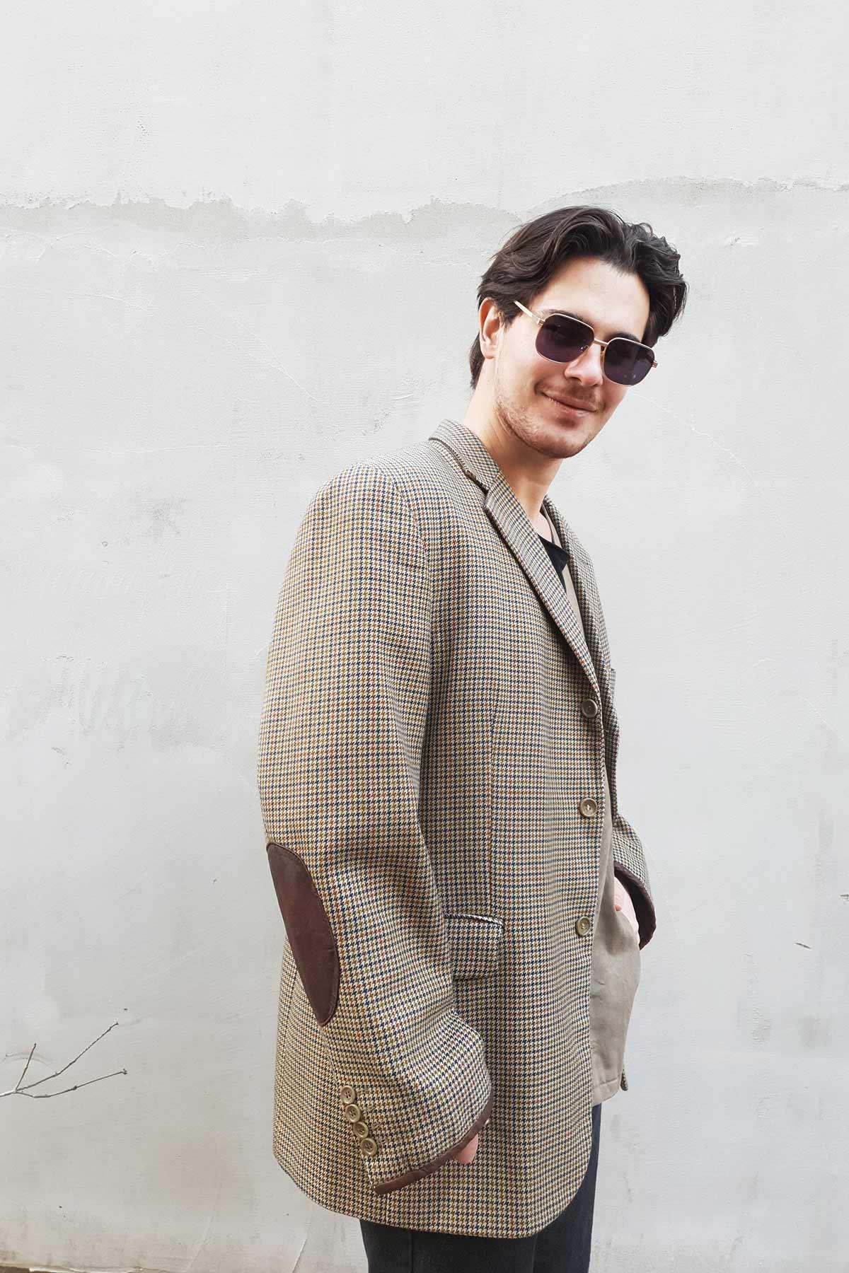 Vintage Ekose Erkek Blazer Ceket