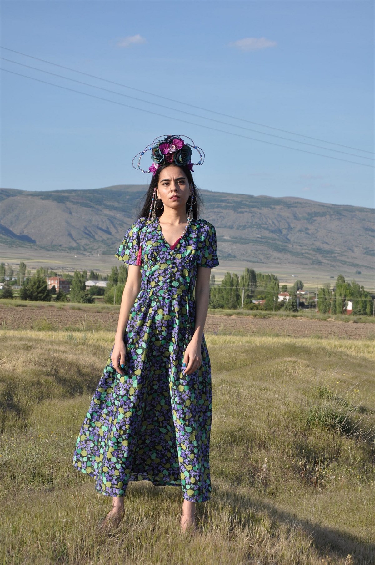 Vintage Floral Elbise